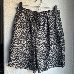 100% Silk Vintage 90s PJ Shorts Bottoms Leopard Animal Print Sz M Silky Boxers